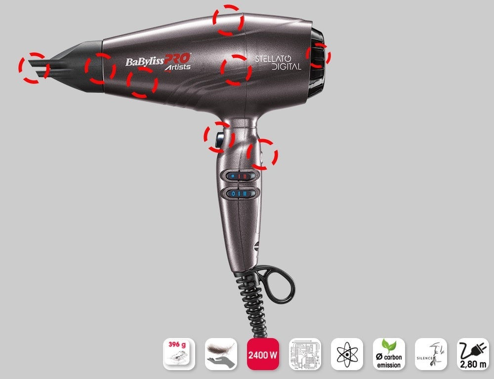 Fohn STELLATO Digital Ferrari Motor BAB7500IE 2400Watt 4Artists